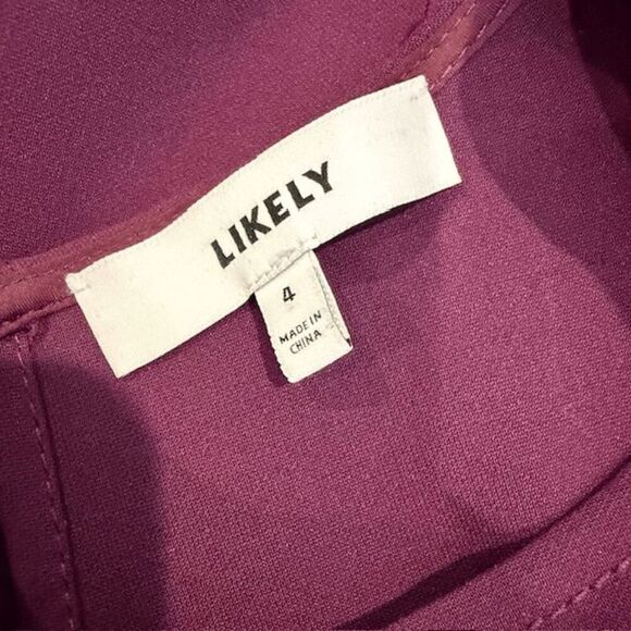 Likely Keller Long Sleeve Mini Dress Purple Plum Bodycon Sheath Cutout Size 4 - Picture 7 of 14